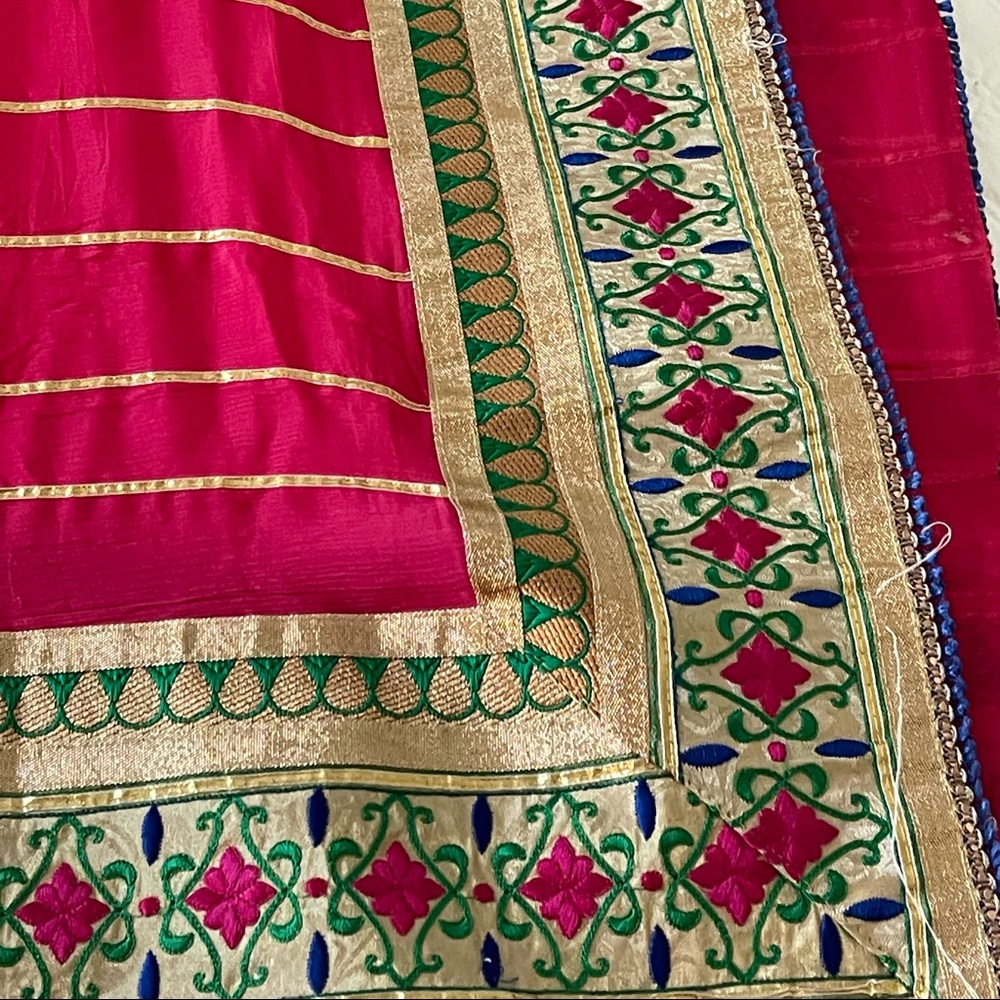 Woman stole duppata shawl embroidered all side